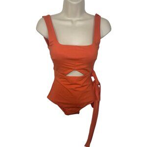 PEGGY HARTANTO Women's Size 4 Orange Cutout Side Tie Swimsuit One Piece READ